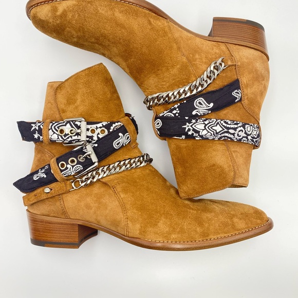 Amiri NIB suede cowboy bandana boots 43 1/2 in cognac - Picture 2 of 8
